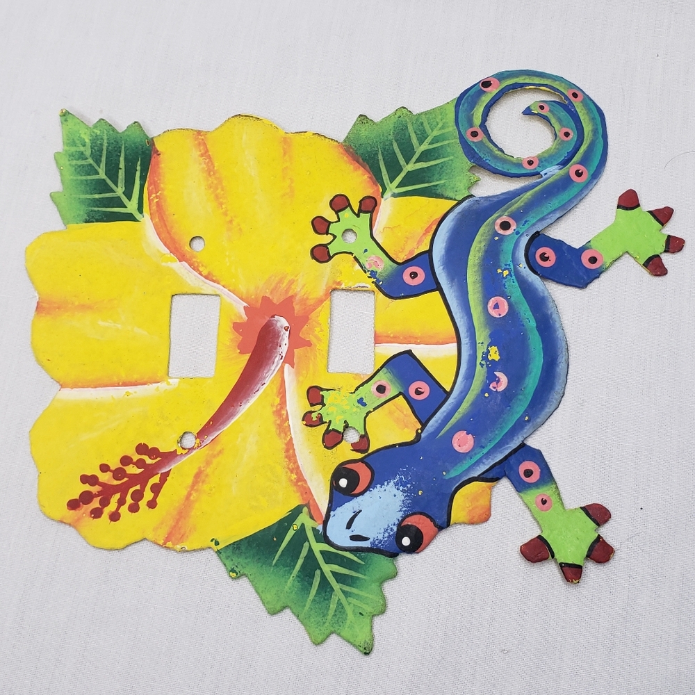 Folk Art Geko Switchplate Cover Handmade